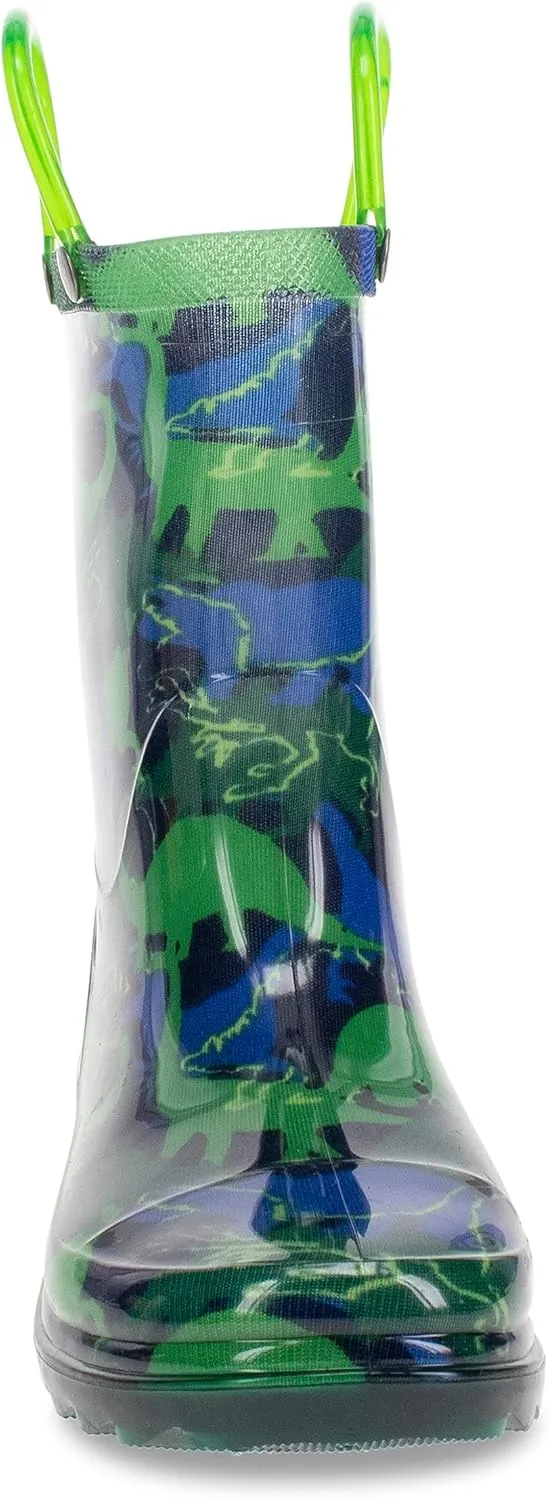 Western Chief Kids Waterproof Light Up Rain Boots With Handles for Easy On and Off for Boys and Girls