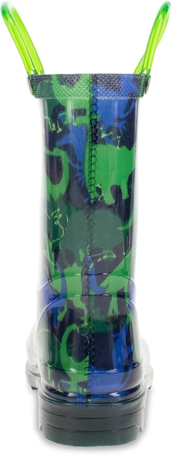 Western Chief Kids Waterproof Light Up Rain Boots With Handles for Easy On and Off for Boys and Girls