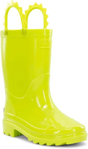Western Chief Kids Waterproof Neon Rain Boots with Pull-On Handles and Traction Outsole