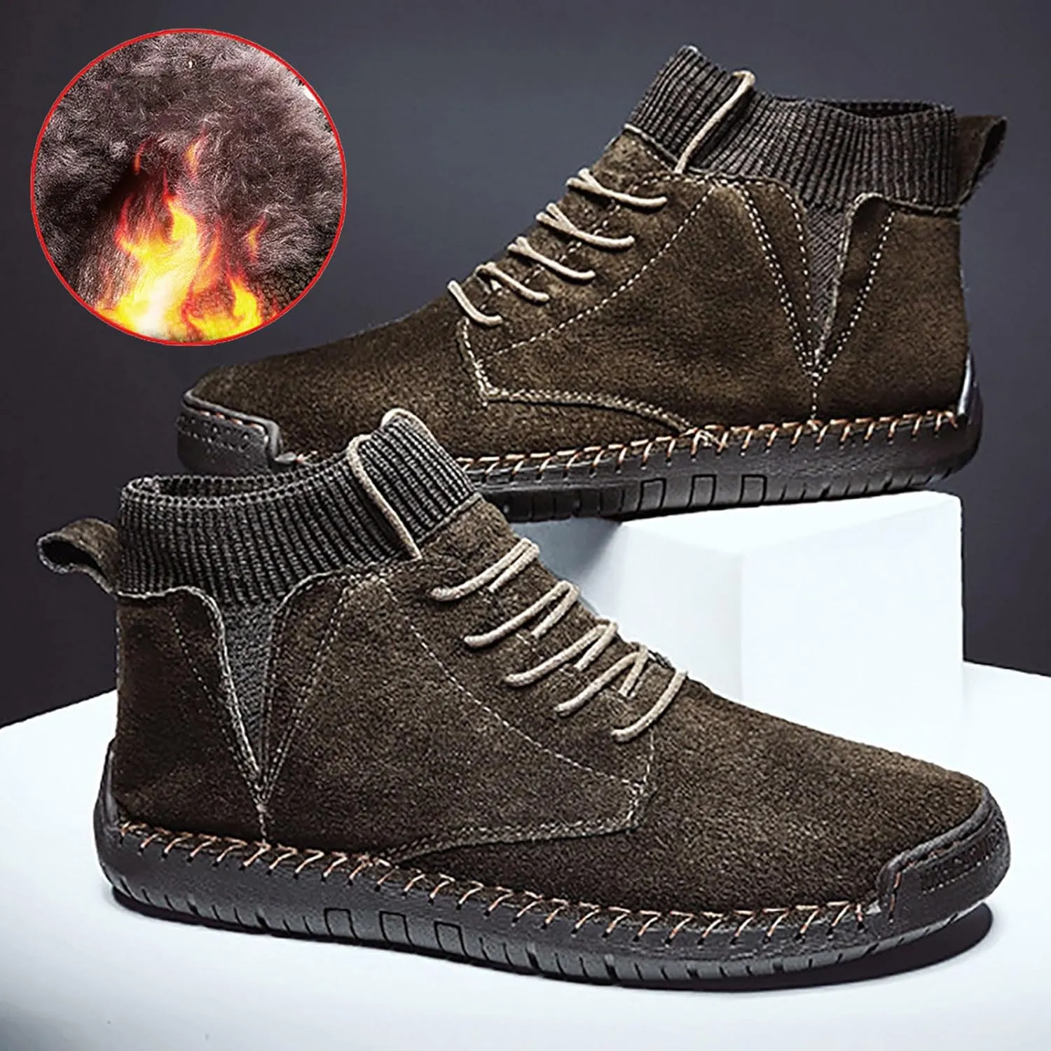 Winter Padded Men's British Large Size Casual Suede Handmade Foreign Trade Sport Shoes Shoes Men Slip on Sneaker