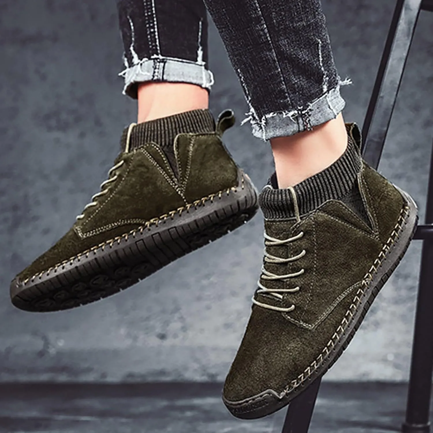 Winter Padded Men's British Large Size Casual Suede Handmade Foreign Trade Sport Shoes Shoes Men Slip on Sneaker