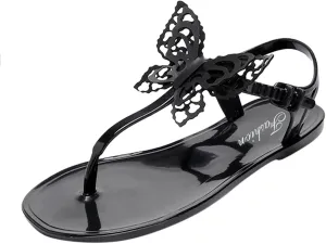 Women Flip Flops Summer Butterfly Flats Beach Buckle Adjustable Ankle Strap Sandal Slip On Clip Toe Casual Shoes