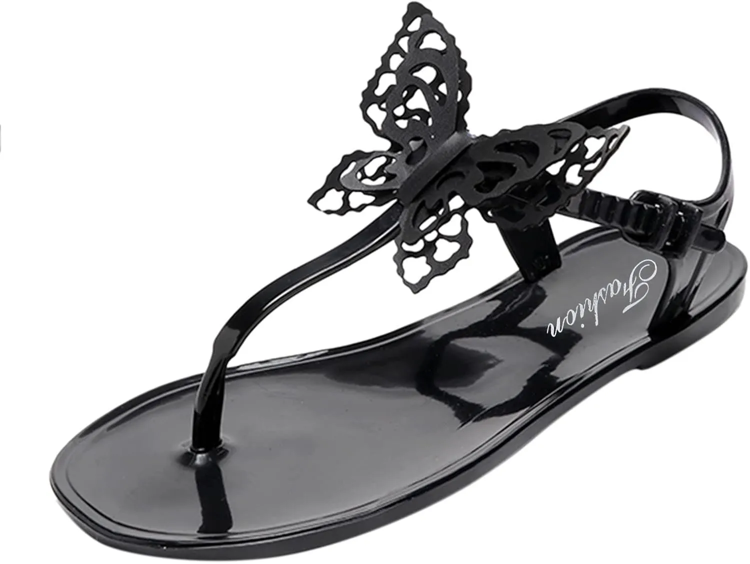 Women Flip Flops Summer Butterfly Flats Beach Buckle Adjustable Ankle Strap Sandal Slip On Clip Toe Casual Shoes