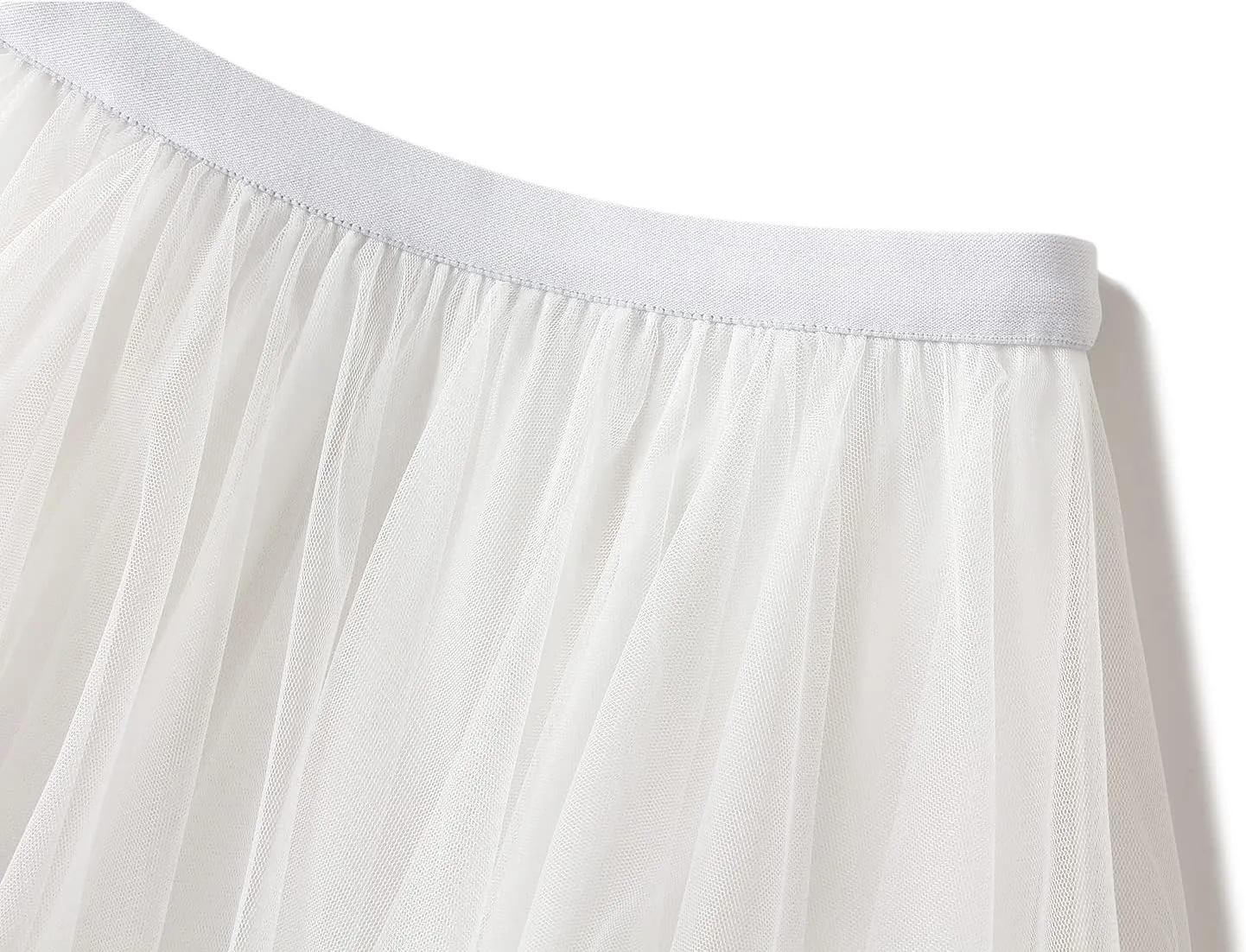 Women Layered Tulle Long Skirt, Fashion High Waist Solid Color Frill Trim Ruffle Midi Skirt