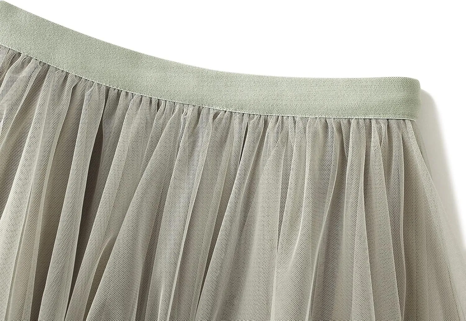 Women Layered Tulle Long Skirt, Fashion High Waist Solid Color Frill Trim Ruffle Midi Skirt
