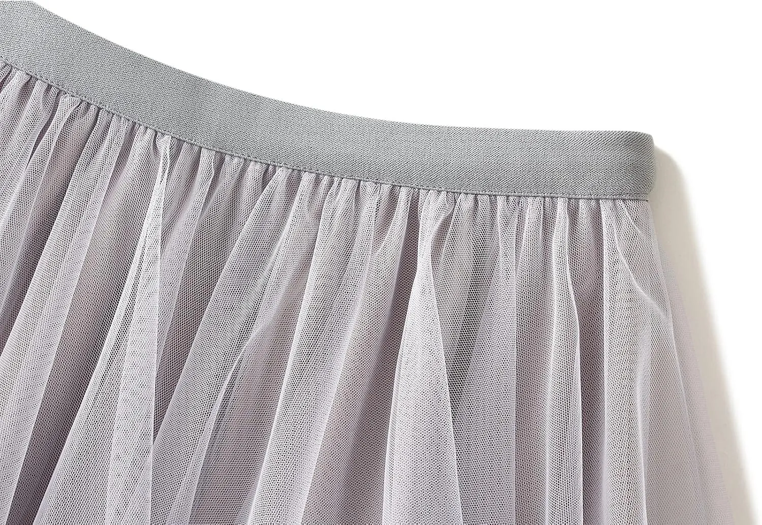 Women Layered Tulle Long Skirt High Waist Ruffle Midi Skirt Casual Cocktail Party A-Line Mesh Midi Skirt