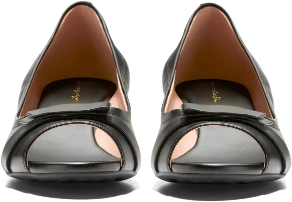 Women Peep Toe Wedge Heel Pumps Bow Slip On Low Heel Wedge Sandals Open Round Toe Matte Leather Dress Shoes Office Ladies Work Business Wedding Party Dance Shoe Elegant Comfort 4-11 M US