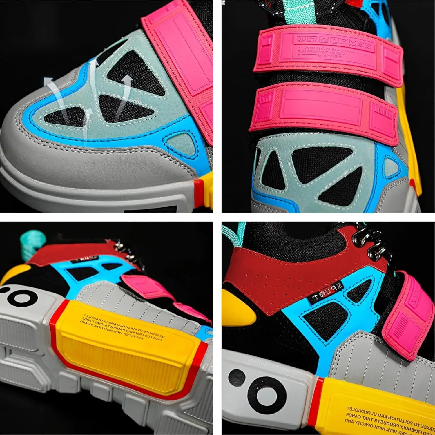 Women Vibrant Colorful Fashion Sneakers, Breathable Lightweight Urban Footwear, Trendy Adjustable Street Shoes, Couple Matching