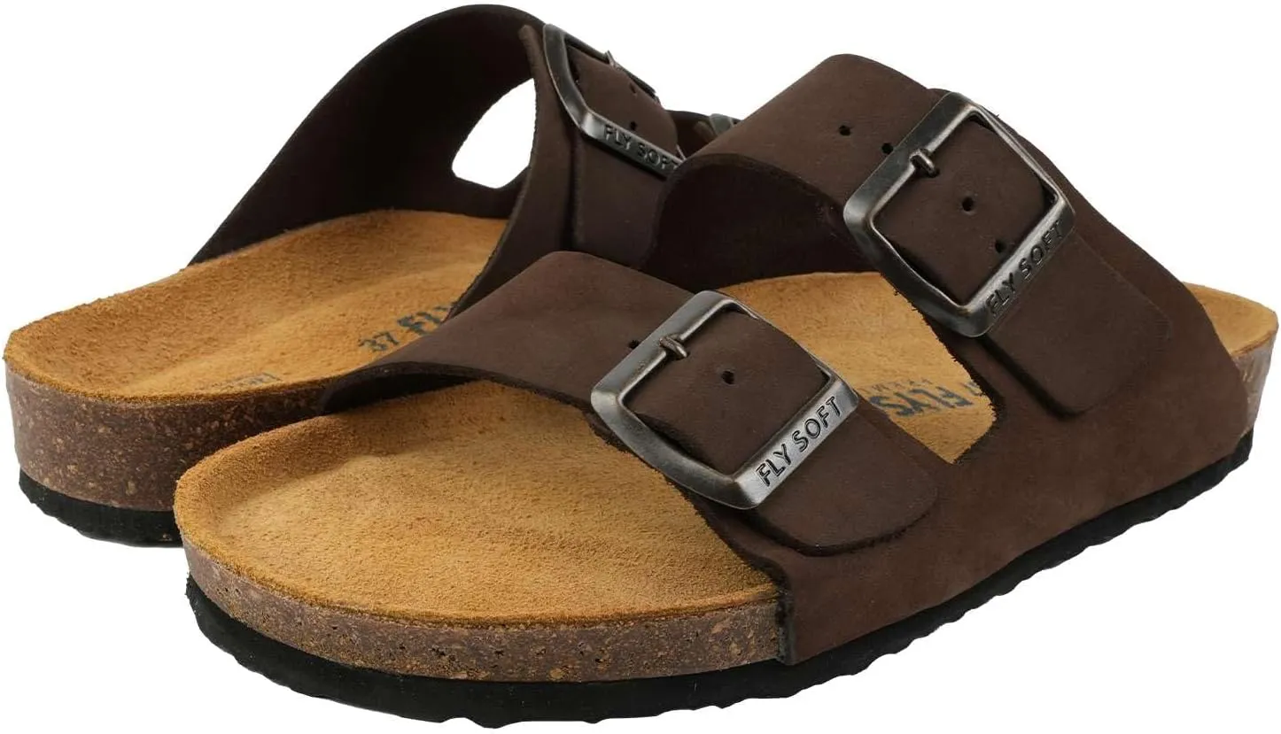Women's 100% Genuine Leather Sandals - Comfortable Smart Foam Footbed, Slip-On Slides for Summer Wear, Adjustable Fit and Durable Non-Slip Sole