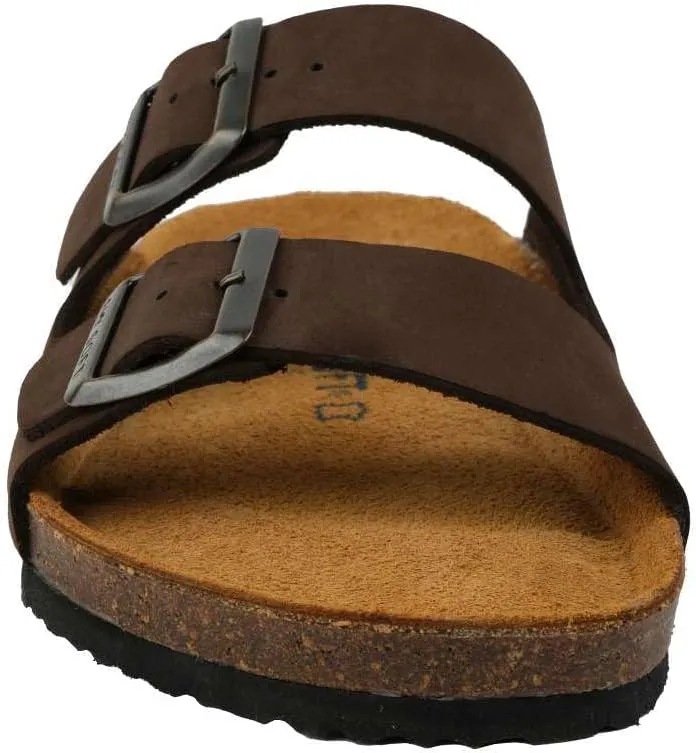 Women's 100% Genuine Leather Sandals - Comfortable Smart Foam Footbed, Slip-On Slides for Summer Wear, Adjustable Fit and Durable Non-Slip Sole