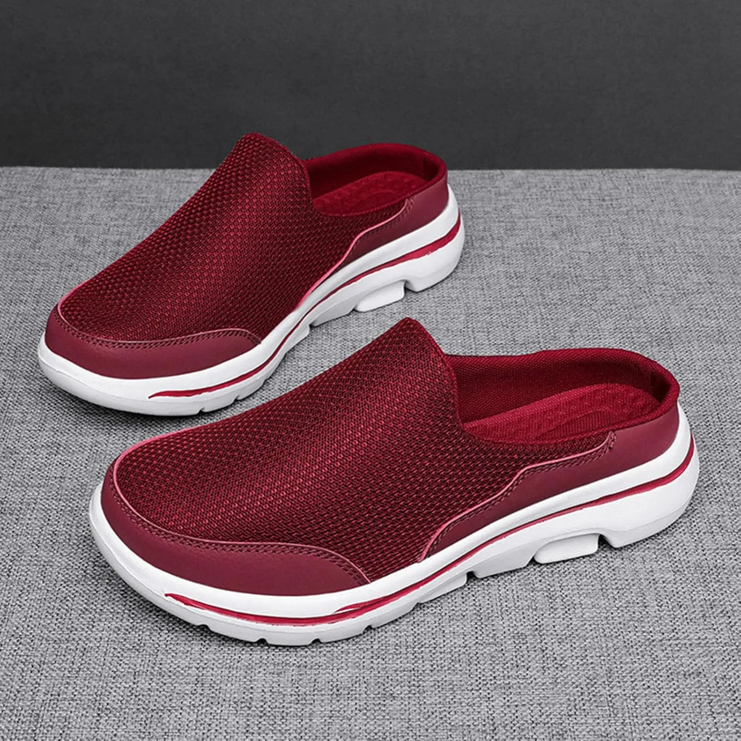 Women's Backless Walking Sneakers Summer Slip-on Mule Shoes Closed Toe Slip On Mesh Breathable Slippers Comfort Lightweight Casual Soft Soles Shoes Going Out Sports Outdoor Trendy Footwear