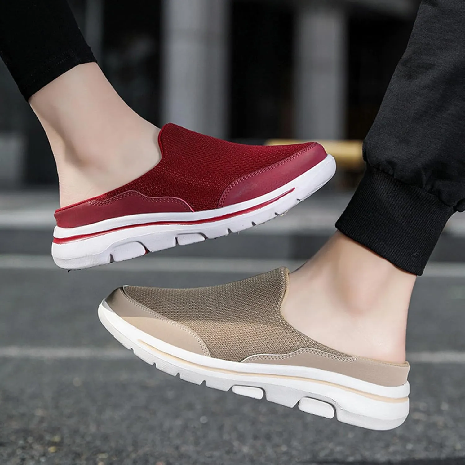 Women's Backless Walking Sneakers Summer Slip-on Mule Shoes Closed Toe Slip On Mesh Breathable Slippers Comfort Lightweight Casual Soft Soles Shoes Going Out Sports Outdoor Trendy Footwear