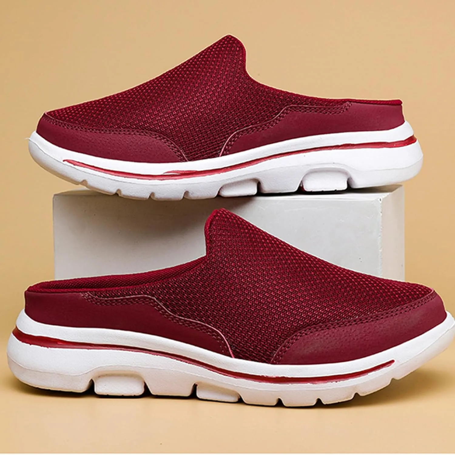 Women's Backless Walking Sneakers Summer Slip-on Mule Shoes Closed Toe Slip On Mesh Breathable Slippers Comfort Lightweight Casual Soft Soles Shoes Going Out Sports Outdoor Trendy Footwear