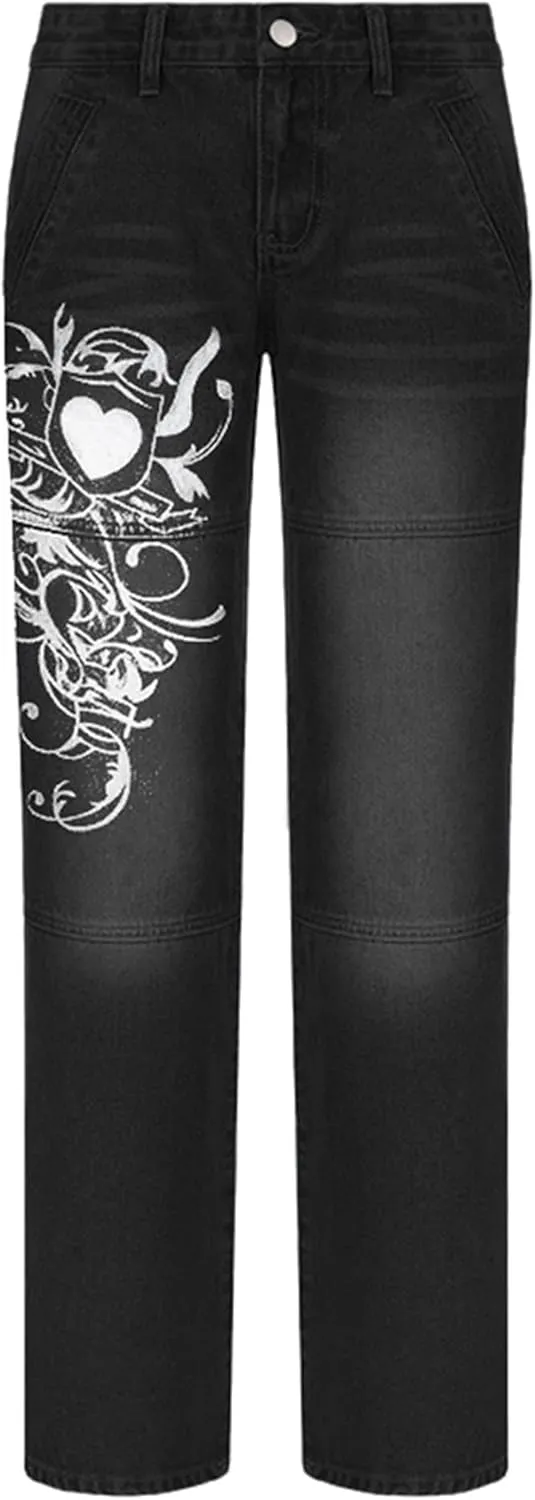 Women's Baggy Denim Pants High Waisted Y2K Wide Leg Oversized Plus Size Boyfriend Cargo Jeans Streetwear Trousers