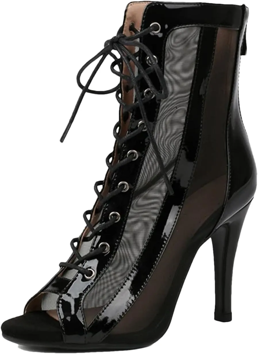 Women's Ballroom Dance Shoes - Leather High Top Salsa Tango Boots
