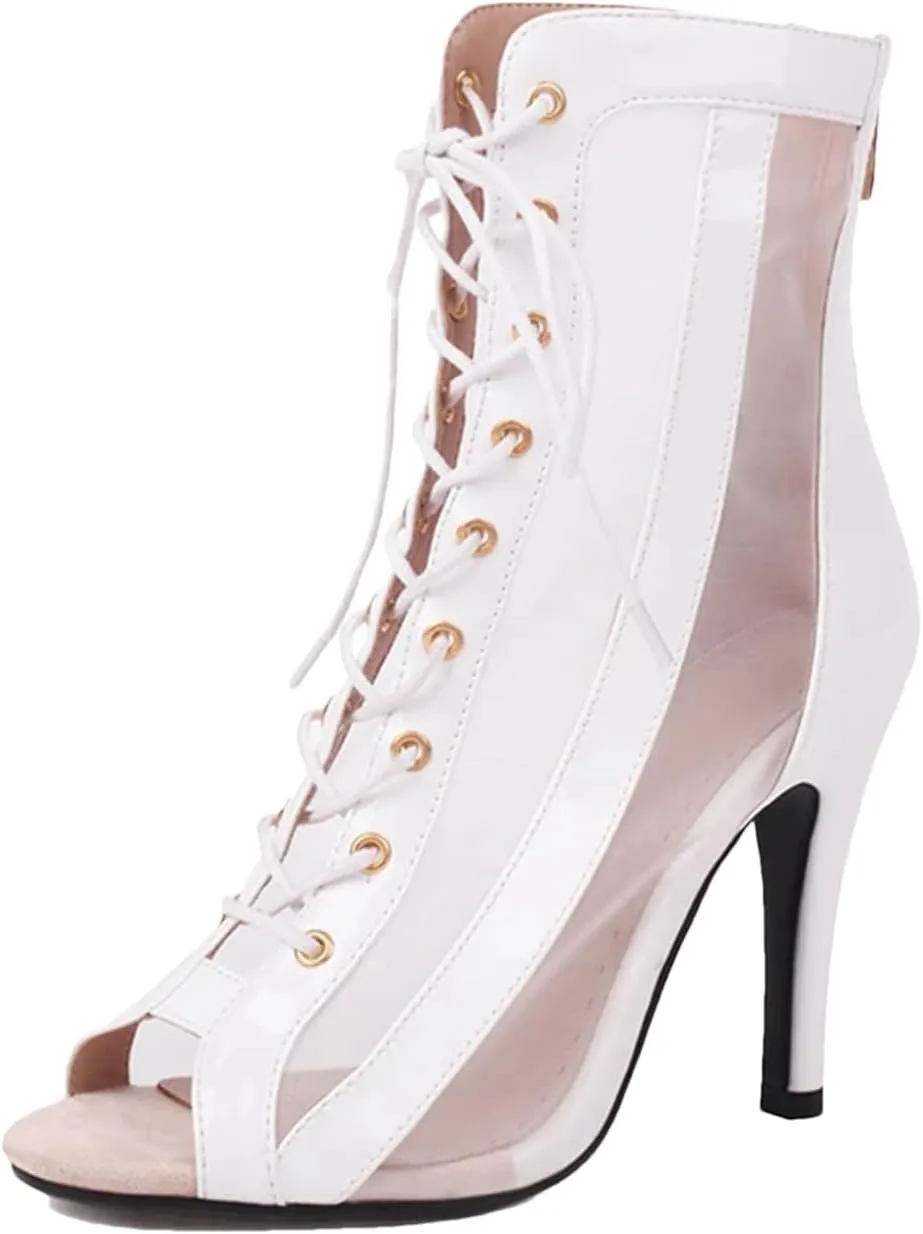 Women's Ballroom Dance Shoes - Leather High Top Salsa Tango Boots