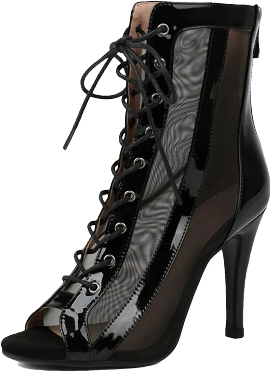 Women's Ballroom Dance Shoes - Leather High Top Salsa Tango Boots