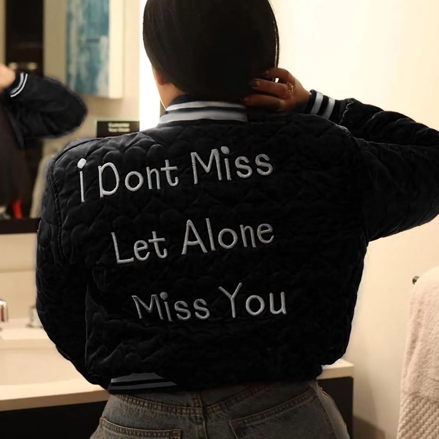 Women's Baseball Varsity Jacket Cropped Bomber Quilted Jackets Vintage Casual Lightweight Crop Top Coat