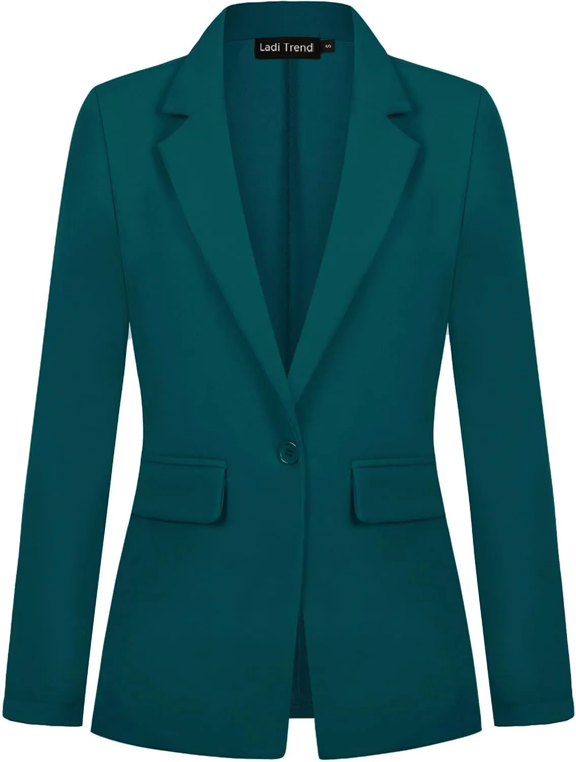 Womens Blazer One Button Jacket Suits Notched Lapel Casual Work Office Long Sleeve Blazer with Pockets