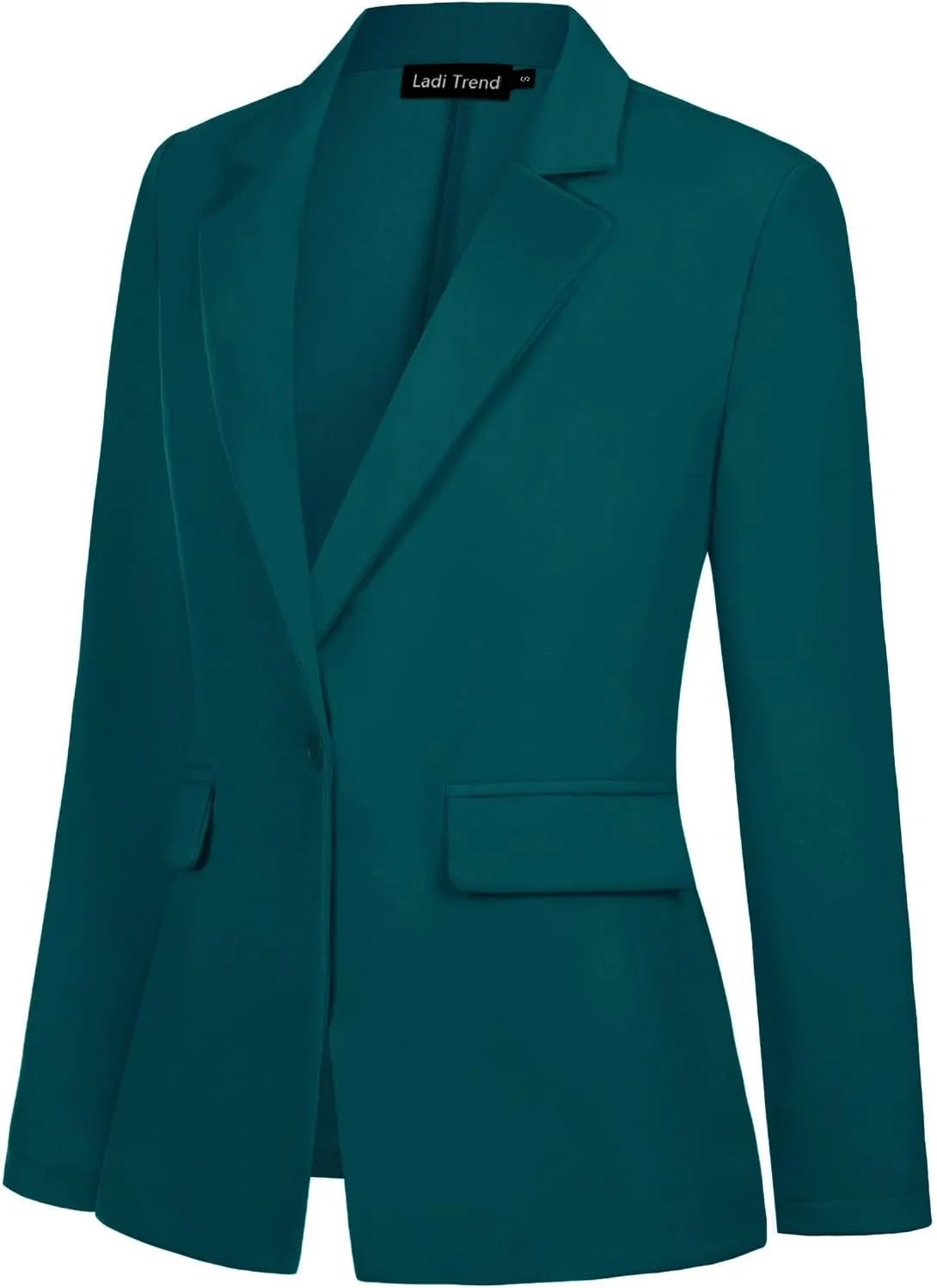 Womens Blazer One Button Jacket Suits Notched Lapel Casual Work Office Long Sleeve Blazer with Pockets