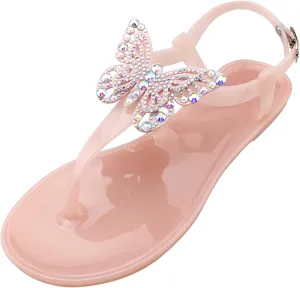 Women's Bow Flat Thong Sandals Summer T-Strap Adjustable Ankle Buckle Slip On Casual Beach Flip Flop For Party
