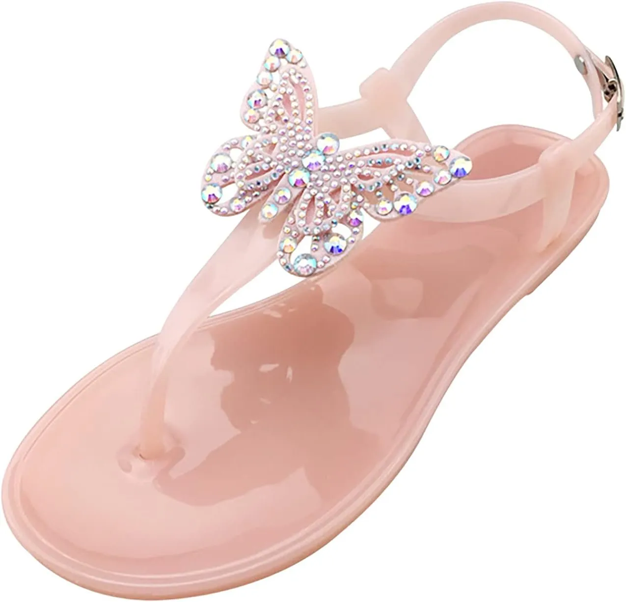 Women's Bow Flat Thong Sandals Summer T-Strap Adjustable Ankle Buckle Slip On Casual Beach Flip Flop For Party