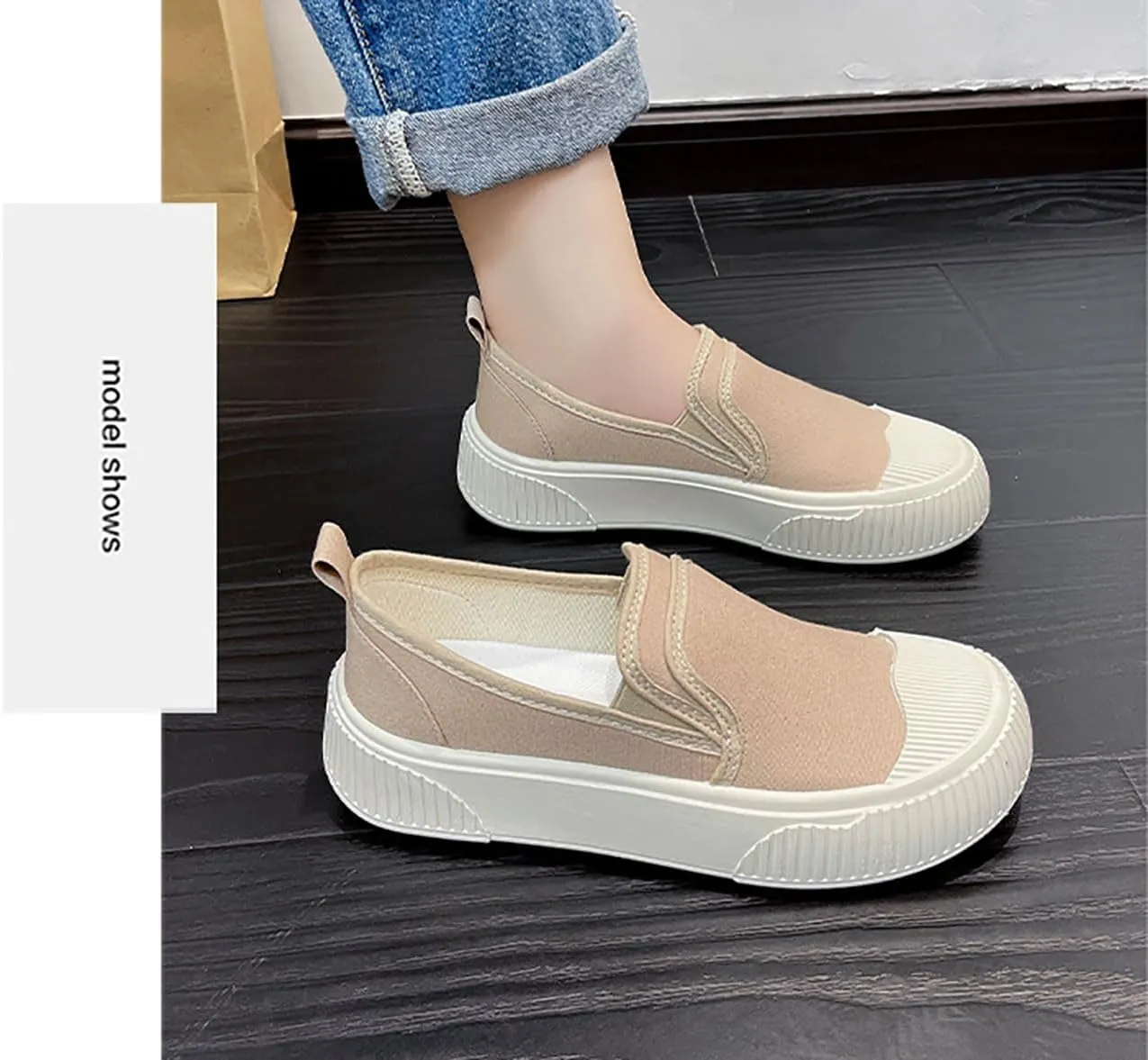 Women's Canvas Sneakers Canvas Flat Shoes Cloud Slip Shoes Running Shoes Thick Bottom Mesh Shoes Muffin Shoes Biscuit Shoes