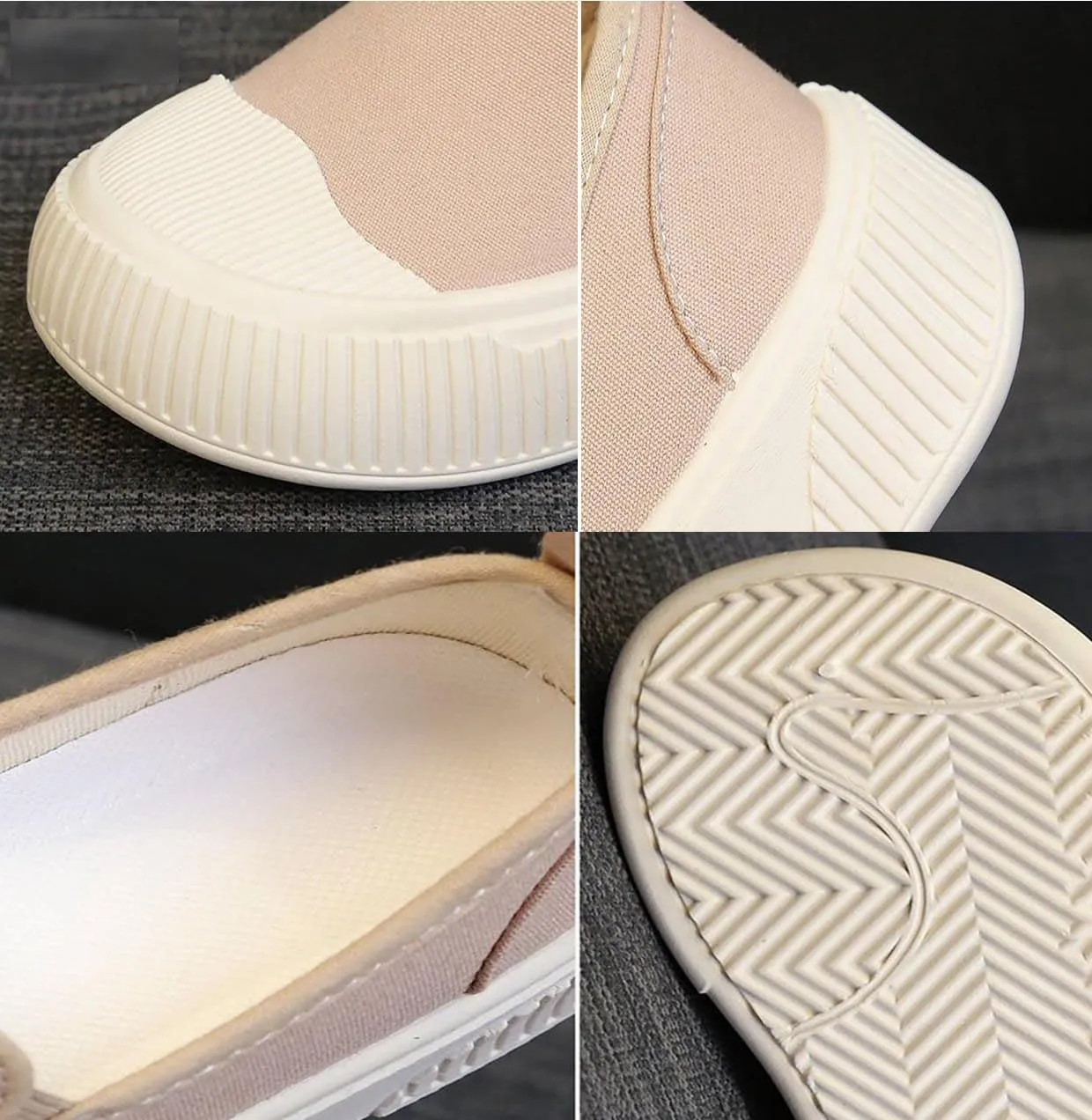 Women's Canvas Sneakers Canvas Flat Shoes Cloud Slip Shoes Running Shoes Thick Bottom Mesh Shoes Muffin Shoes Biscuit Shoes
