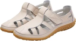 Women's Casual Boho Sandals Summer Leather Comfort Closed Toe Ankle Strap Beach Shoes Soft Sole Orthopedic Sandals