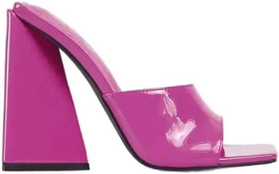 Womens Chunky High Heel Slip on Sandals