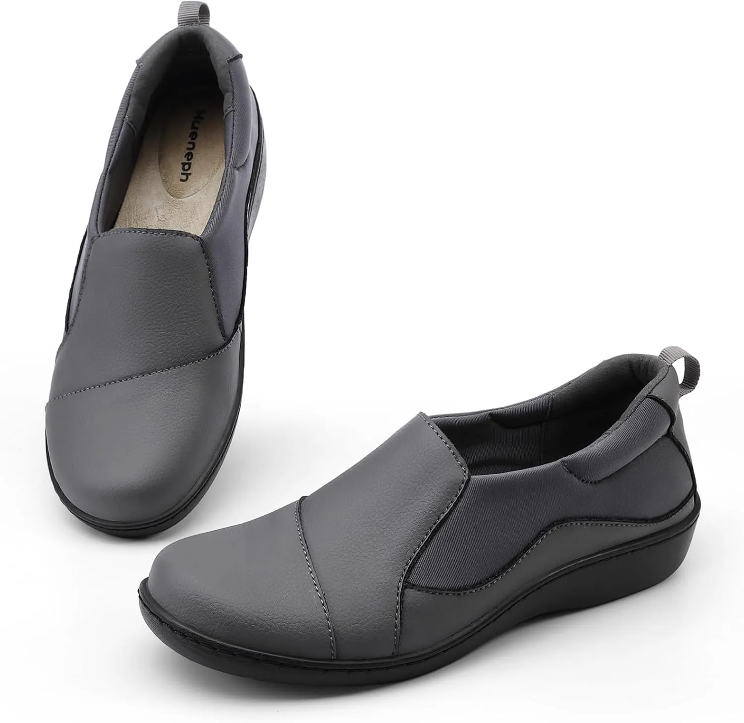 Women's Comfort Leather Loafers Cute Casual Slip On Lightweight Walking Flats Everyday Work Shoes