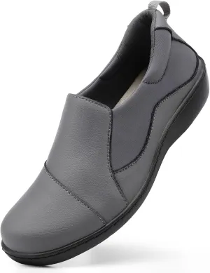 Women's Comfort Leather Loafers Cute Casual Slip On Lightweight Walking Flats Everyday Work Shoes