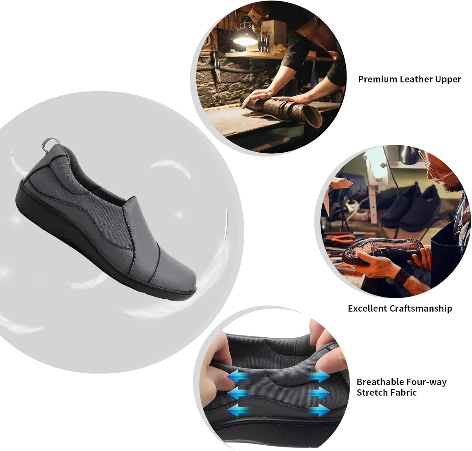 Women's Comfort Leather Loafers Cute Casual Slip On Lightweight Walking Flats Everyday Work Shoes
