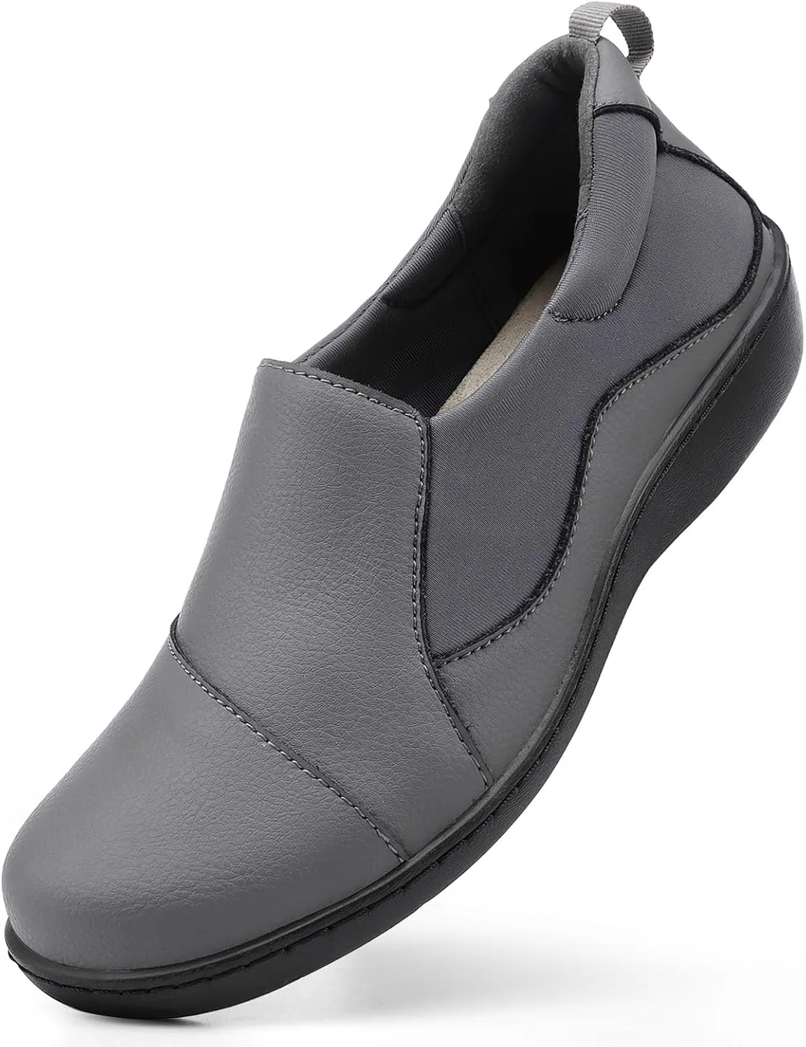 Women's Comfort Leather Loafers Cute Casual Slip On Lightweight Walking Flats Everyday Work Shoes