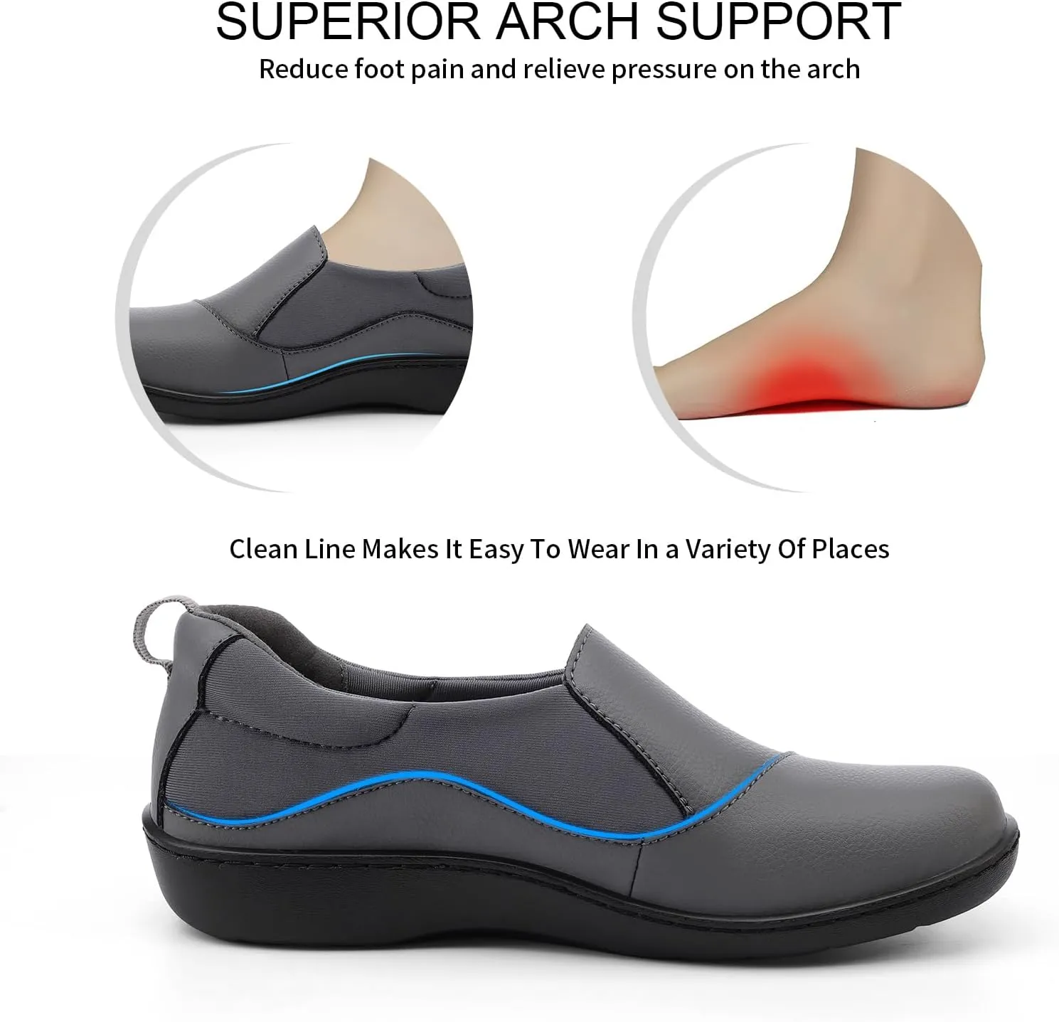 Women's Comfort Leather Loafers Cute Casual Slip On Lightweight Walking Flats Everyday Work Shoes
