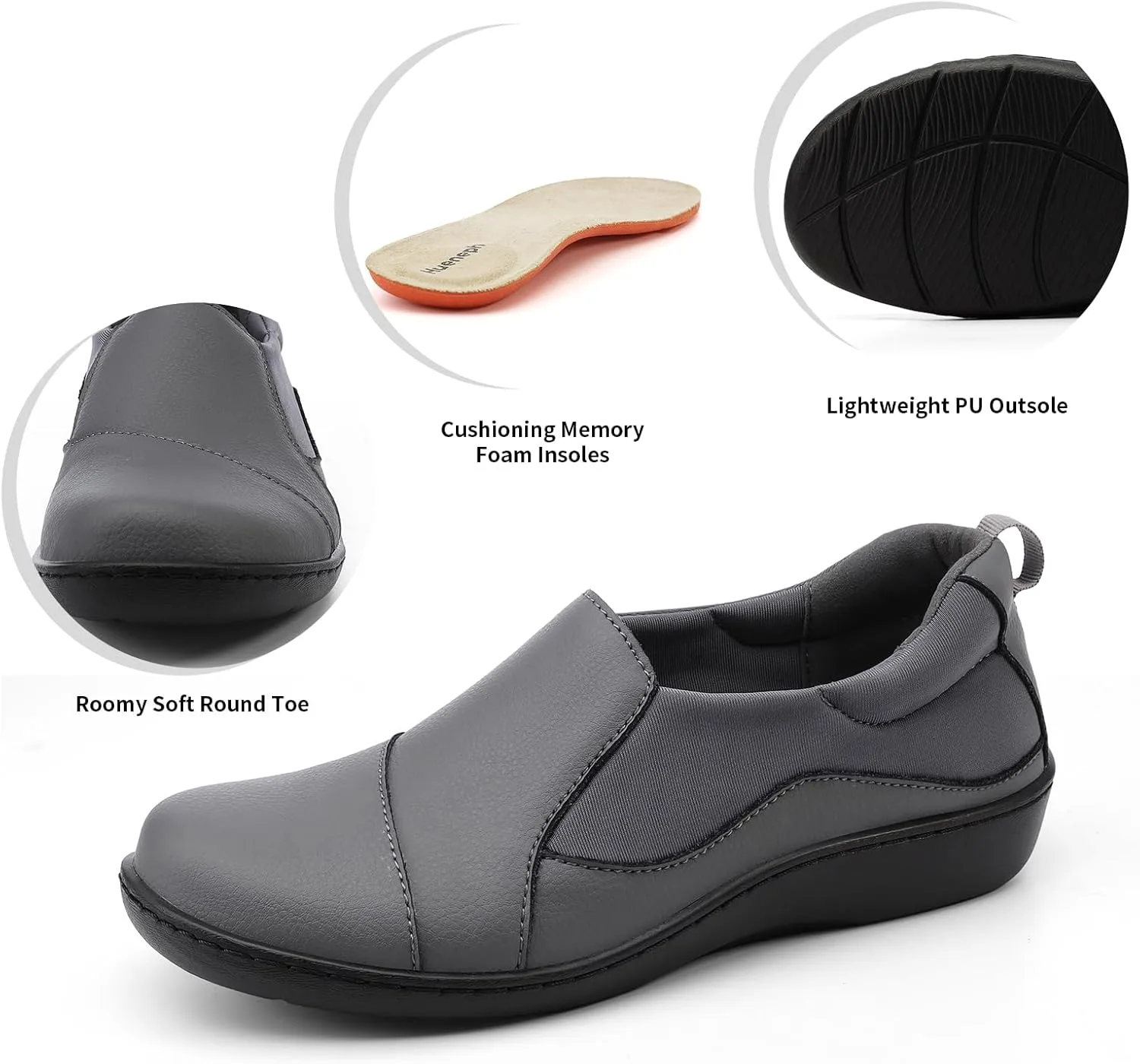 Women's Comfort Leather Loafers Cute Casual Slip On Lightweight Walking Flats Everyday Work Shoes