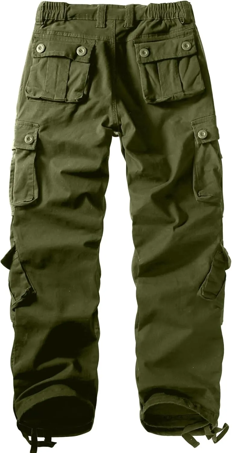 Women's Cotton Casual Military Army Cargo Combat Work Pants with 8 Pocket