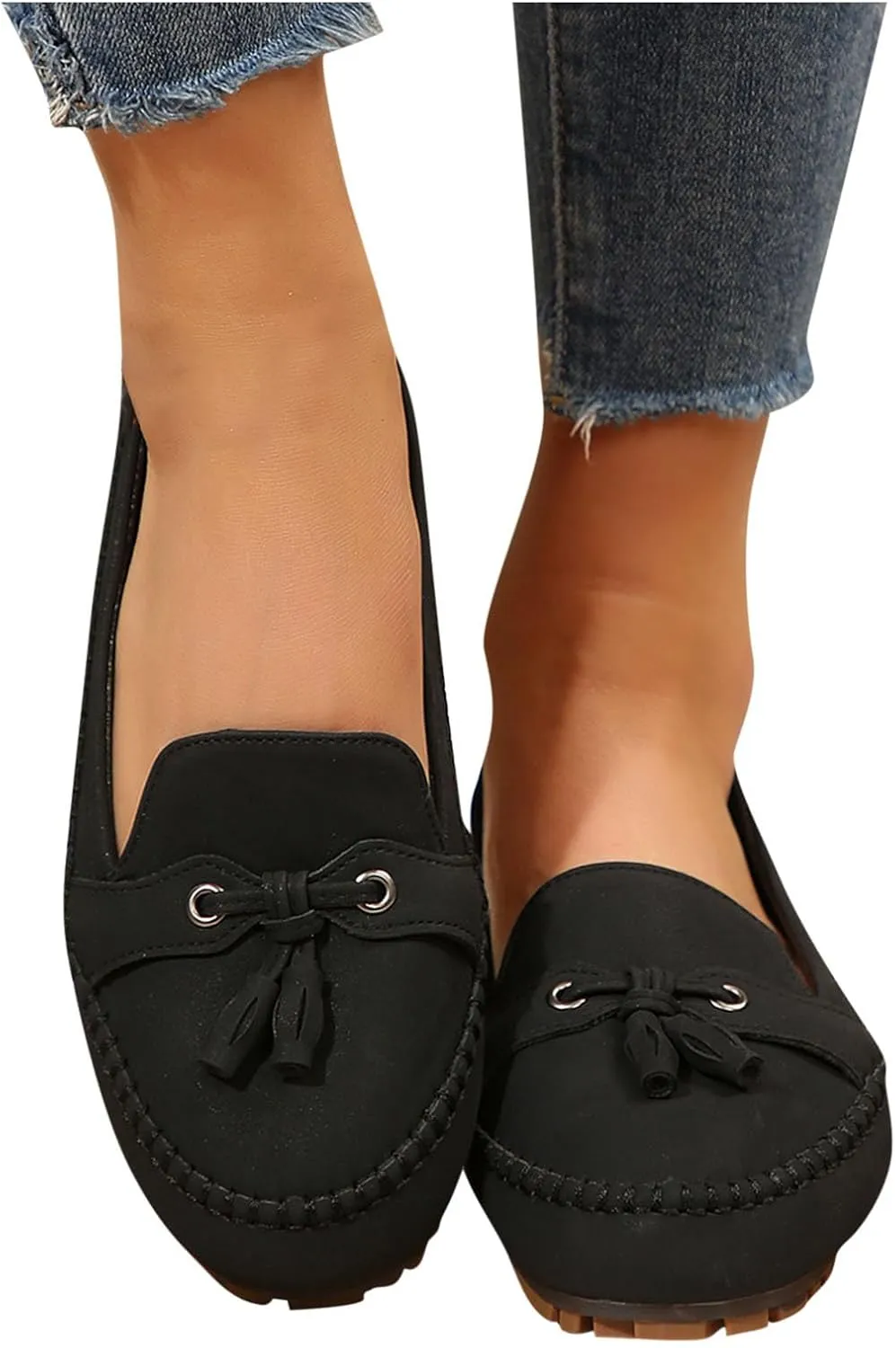 Womens Dress Shoes Flats Dressy Sandals Slip On Round Toe Casual Business Driving Walking Standing All-Day Comfort