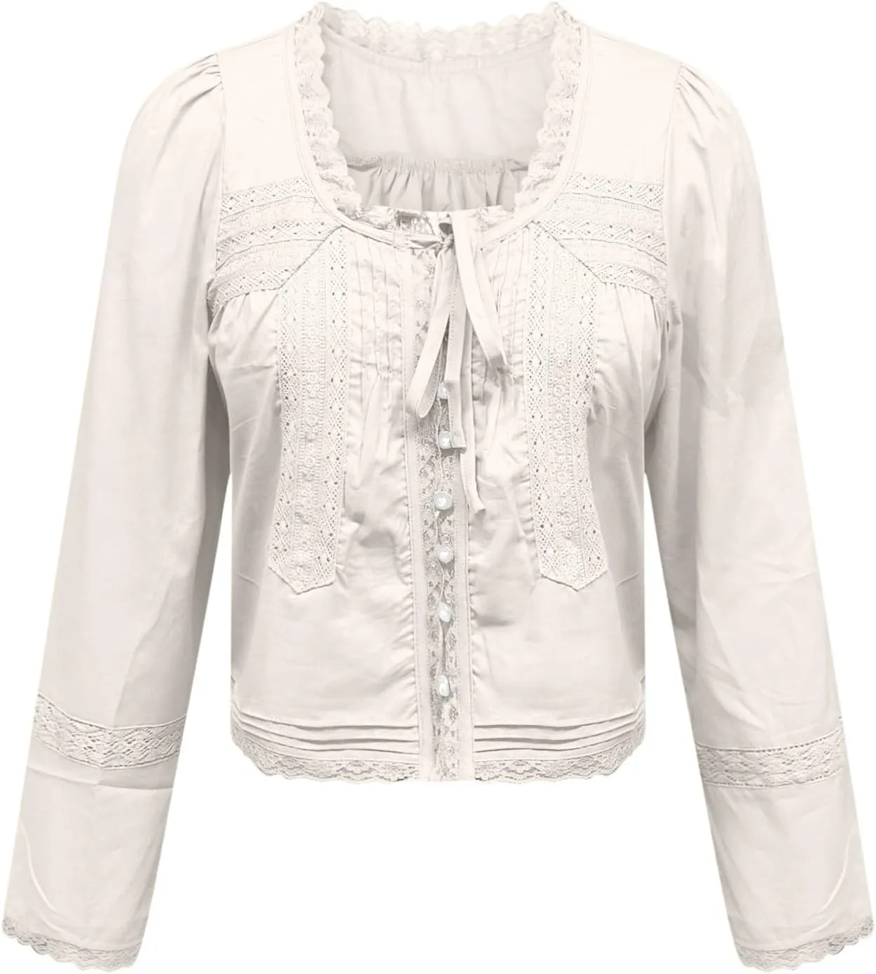 Women's Fashion Boho Chiffon Shirts Lace Hollow Out Button Down Long Sleeves Cardigan Y2k Crop Tops Vacation Tops