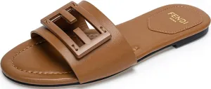 Womens Flat Sandals Slip On Summer Slide Leather Slippers Open Toe Beach Sandals Shoes