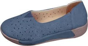 Womens Flat Sandals Summer Closed Toe Mesh Slip On Sandals Hollow Out Flower Breathable Shoes, Comfortable Espadrilles Flats Round Toe Casual Dress Flats Trendy Lazy Loafers for Women