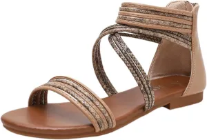 Womens Gladiator Strap Sandals Flat Fisherman Thong Cross Comfortable Open Toe Hollow Out Ankle Strap Summer Beach Breathable Slip on Lightweight Shoes