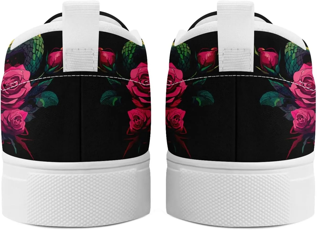 Women's Gothic Skull Slip Ons Sneakers Elastic Canvas Casual Loafers Rock &Punk Low Top Walking Shoes for Men