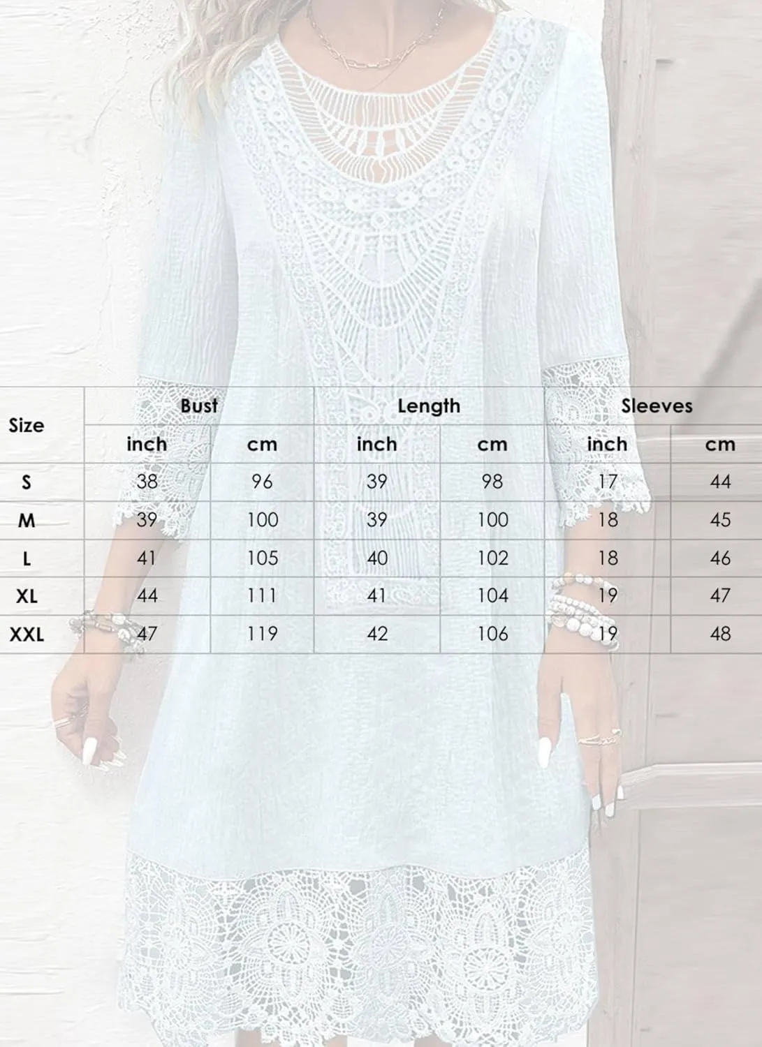Womens Lace Desgin Unique Three Qiarter Sleeve Scoop Neck Mini Dress Elegant Semi Casual Shift Daily Date Dress