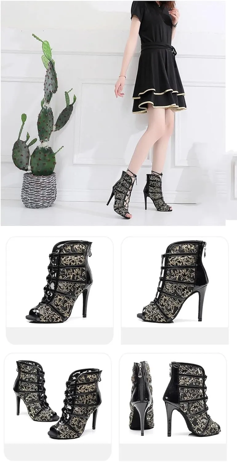 Women's Latin Dance Boots - 6-10cm Heel Tango/Salsa Mesh Shoes