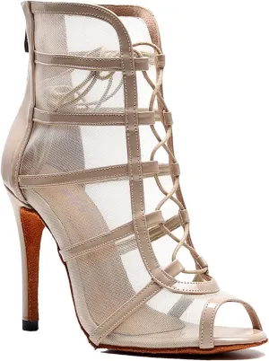 Women's Latin Dance Boots - 6-10cm Heel Tango/Salsa Mesh Shoes