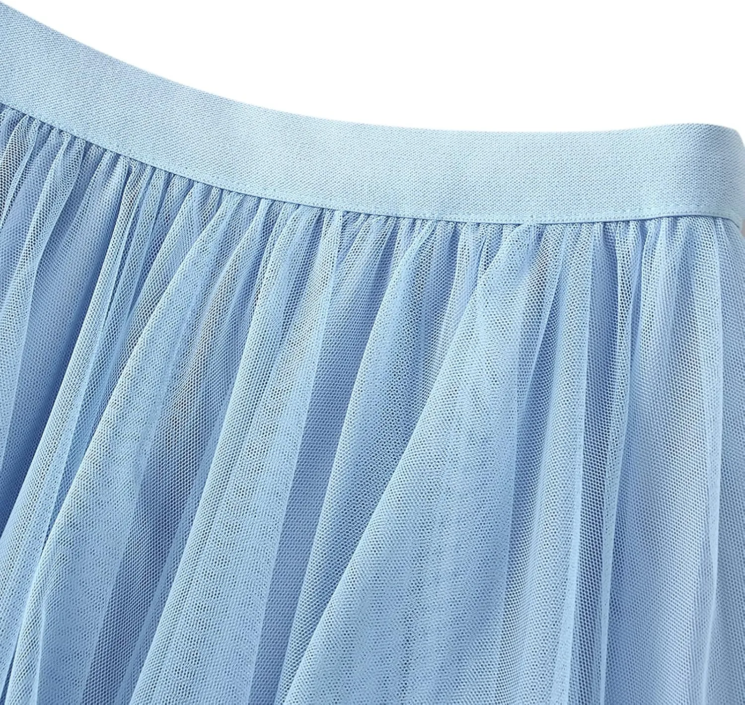 Women's Layered Tulle Long Skirt Solid Color Frill Trim Ruffle A-line Midi Skirt Summer Club Party Skirt