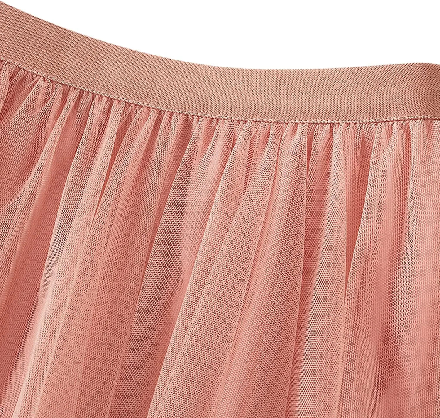 Women's Layered Tulle Long Skirt Solid Color Frill Trim Ruffle A-line Midi Skirt Summer Club Party Skirt