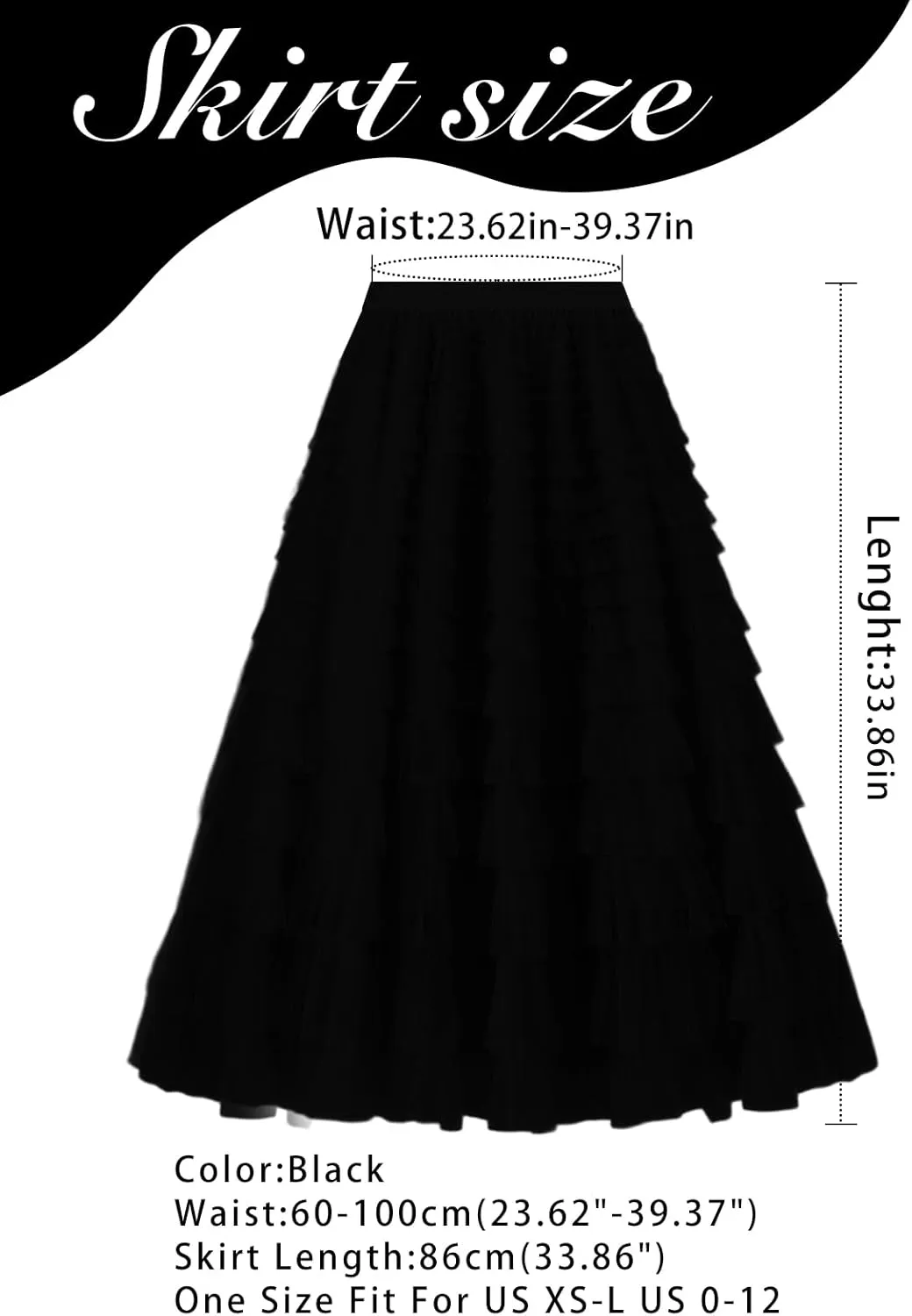 Women's Layered Tulle Skirts A Line Ruffle High Waisted Mesh Long Maxi Skirt Petticoat