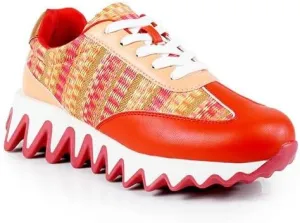 Women's Low Top Grooved Sneaker Sole with Contrast Accent, Casual Lace up Shoe Alessia-2